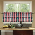 thumbnail image 4 of Yayeee Kitchen Curtains Tier Set of 2 Light Filtering 57"x24" Over Sink Window Panels, Red Teal Stripes, 4 of 7