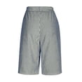 thumbnail image 4 of Womens Bermuda Shorts Knee Length Wide Leg Linen Long Shorts with Pockets Summer Casual Elastic High Waist Short Pants Blue 2XL, 4 of 5