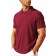 thumbnail image 3 of Mens Casual Shirt Summer Short Sleeve Vacation Button Beach Knit Stretchy Golf Shirts Wine Red XXL, 3 of 7