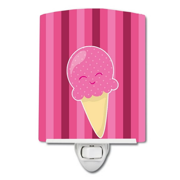 Caroline's Treasures BB9064CNL Ice Cream Cone Pink Ceramic Night Light, 6x4x3", multicolor