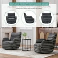 thumbnail image 4 of MOONMISS Boucle Upholstered 360°Swivel Fabric Striped Armrest Leisure Chair for Living room-Black, 4 of 6