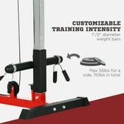 Soozier A91-293V00RD Steel PU Cable Machine Lat Pull Down Machines with Flip-Up Footplate, Red Black