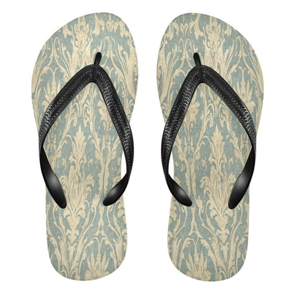 YAZAOOSummer Flip Flops Creatively Classic Floral Motif in Soft Tones Simple Beach Sandals