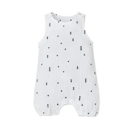 

YWDJ 0-12M 0-24 Months One Piece Outfit Infant Sleeveless Carrot Cactus Cotton Linen Romper Jumpsuit White 80