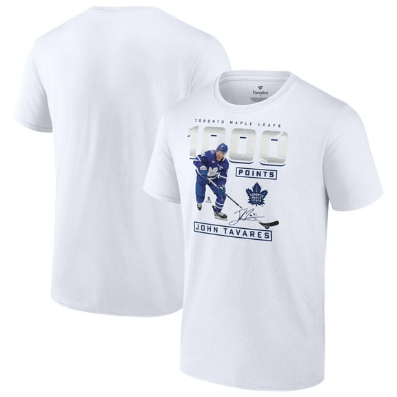 Men's John Tavares White Toronto Maple Leafs 1,000 Career Points T-Shirt