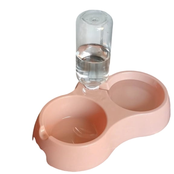 Dog Bowls, Food and Water Bowl Set with Water Dispenser, Stainless Steel Pet Feeding Bowl for Cats and Small Dogs, Pink