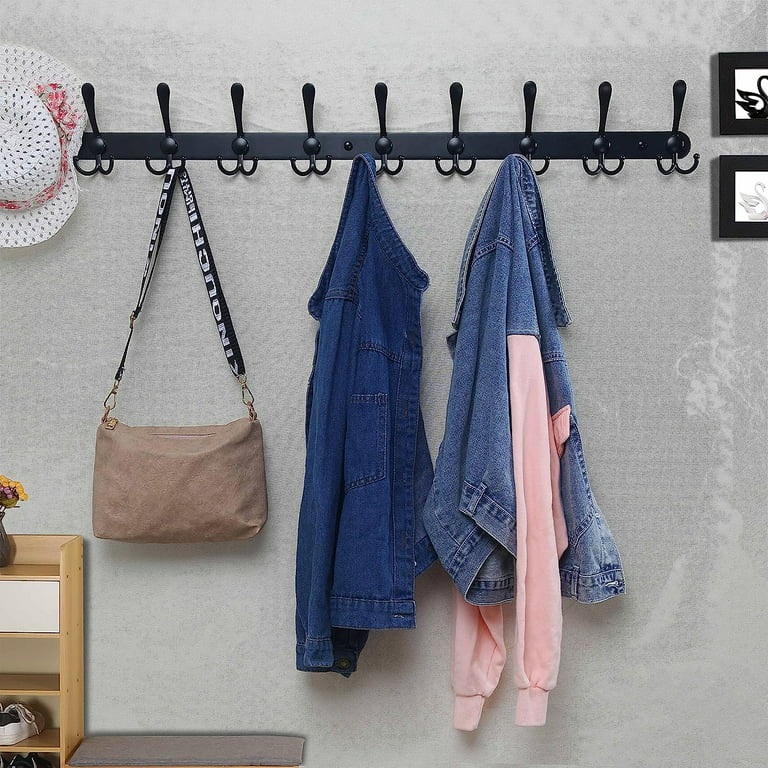 Large Coat Hooks Wall Mounted, Heavy Duty Coat Rack for Wall, Double Hooks  Coat Hanger for Hanging Coats, Hat, Scarfs, Towel - Ideal for Entryway