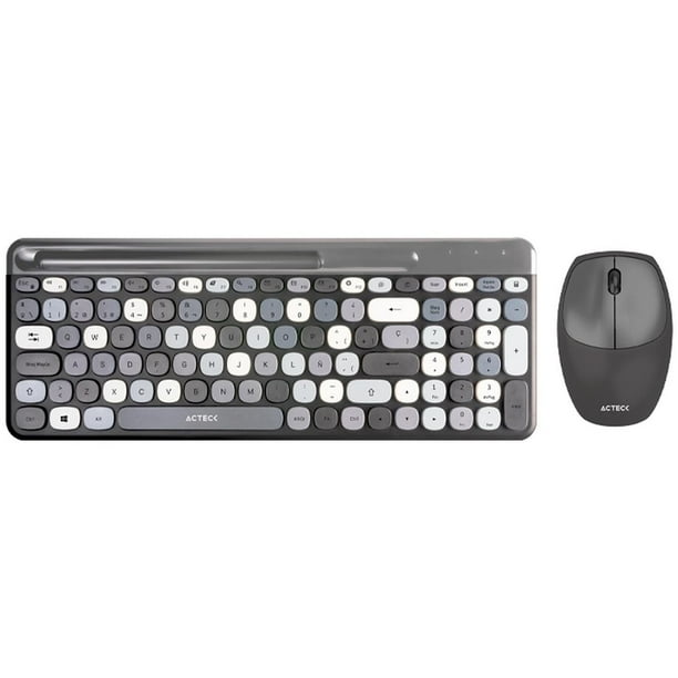 Kit Teclado y Mouse ACTECK CREATOR CHIC COLORS MK470 Inalambrico USB 2.4Ghz Delgado Gris AC-935180 gris Acteck NA