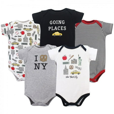 UPC: 0660168530018 | Hudson Baby Infant Boy Cotton Bodysuits 5pk  New York  0-3 Months