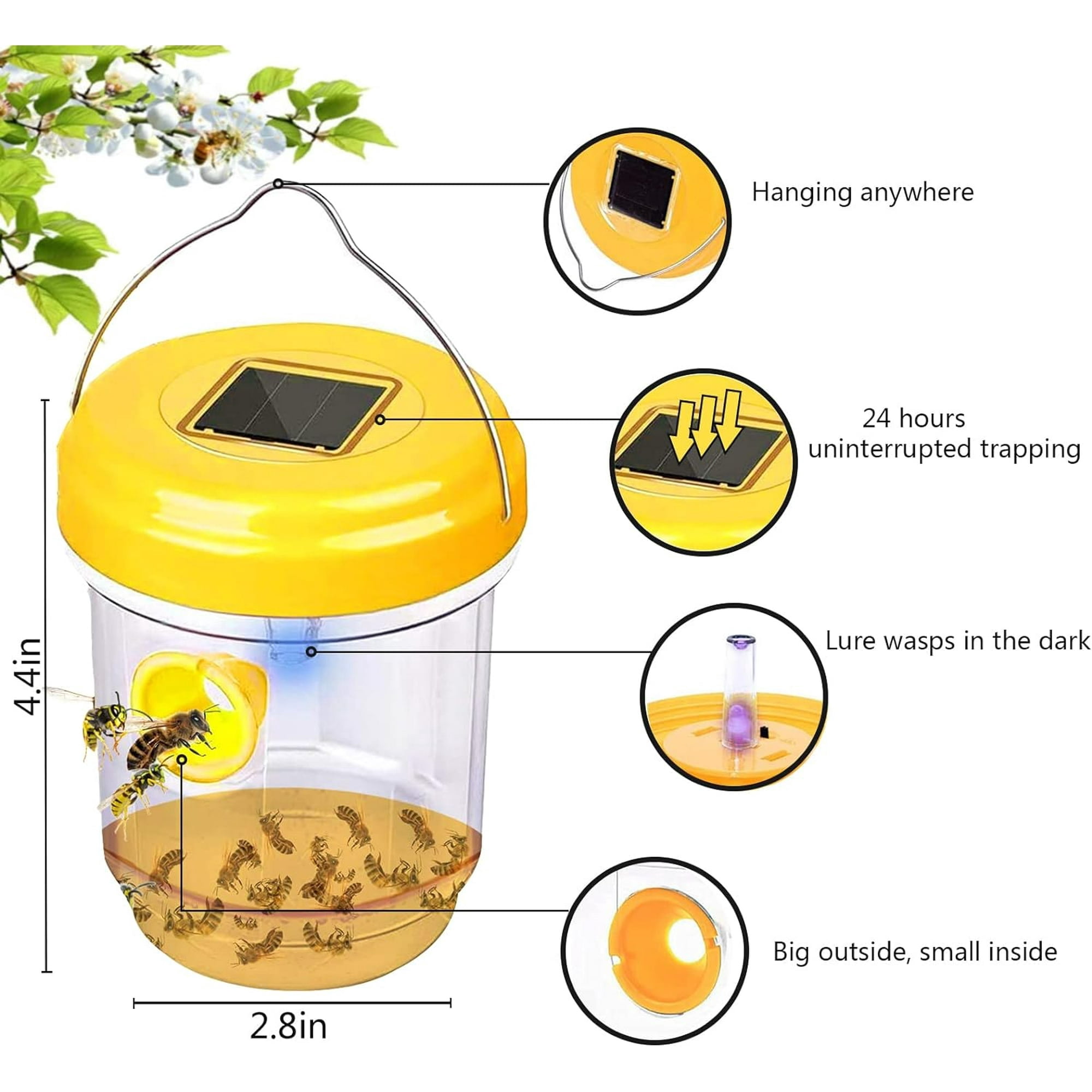 2PCS Wasp Traps Outdoor Hanging Trap Carpenter Bee Traps for Outdoors Bee Traps for Outside Reusabl