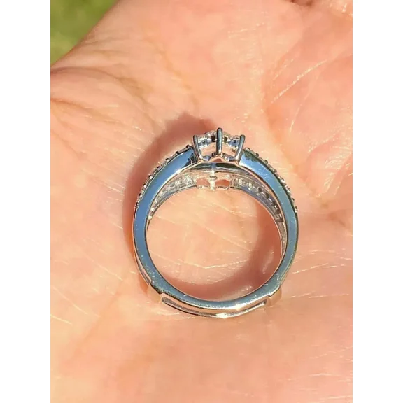 Ring Wrap Guard Enhancer Moissanite White Cut Round Ct 2 Plated Gold White 14K