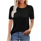 thumbnail image 3 of Sudaderas con capucha para mujer,Blusa de encaje con escote en V para mujer, informal, de manga corta, de poliéster, holgada, para uso diario, sopatenor, 3 of 9