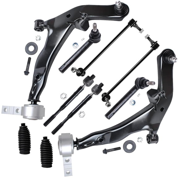 Detroit Axle - 10pc Front End Suspension Kit for 2003-2004 Nissan Murano 2 Lower Control Arms w/Ball Joints 4 Tie Rods 2 Sway Bars 2 Boots Replacement