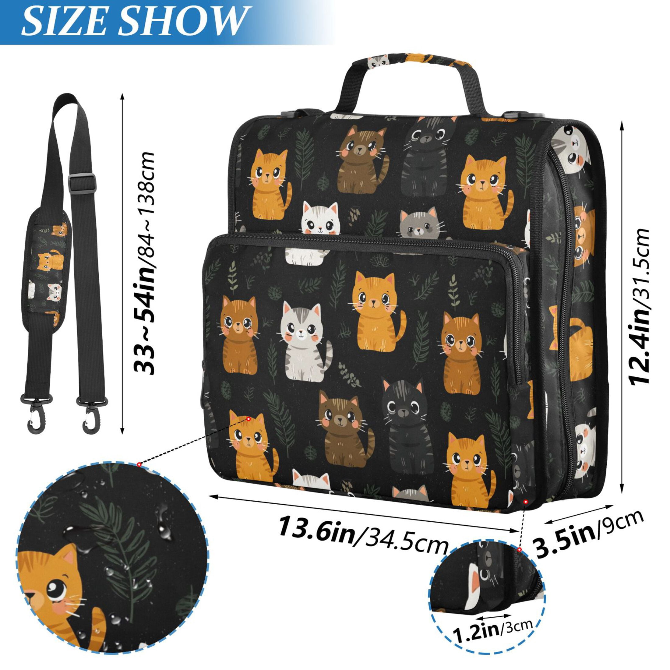 Zipper Binder Cats and Weeds 1.5 Inch Binder Folder Bag with Shoulder Strap and Handle