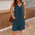 thumbnail image 2 of Seductiva Women's Casual Pants Women's Summer Fashionable Casual Solid Color V Neck Loose Pocket Sleeveless Shorts Jumpsuit Women's Original Shorts 1PC, 2 of 5