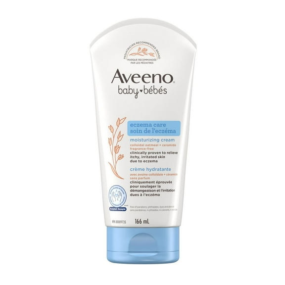 Aveeno Baby Eczema Care Moisturizing Cream with Colloidal Oatmeal, Dry Skin Lotion, Unscented and Paraben Free Moisturizer