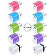 10Pack USB Wall Charger Block Adapter Plug,HopePow 5V/1A/ Wall Charger Block Fast Charging Block Brick for Android Phone Charger Block Type C,Multi-Color