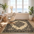 thumbnail image 3 of Design&I 5'x7' Washable Area Rug Vintage Center Large Faded Border Traditional Symmetrical Layout for Dining Room, Under Table, Home Office, Snag-Free, Skid-Resistant, 3 of 7