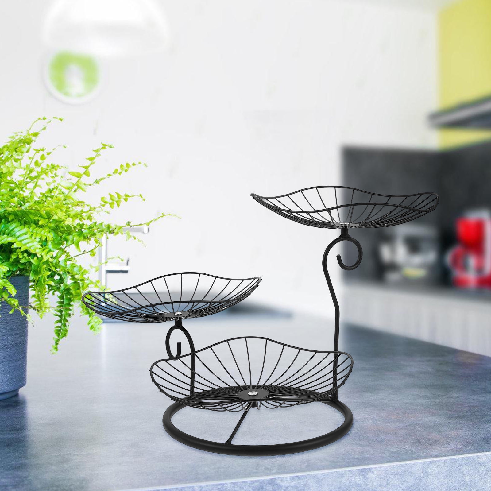 WRISTBIQUE 1Pcs Iron Wire Basket for Kitchen Use in 16.35X12.97X10.22in in Black
