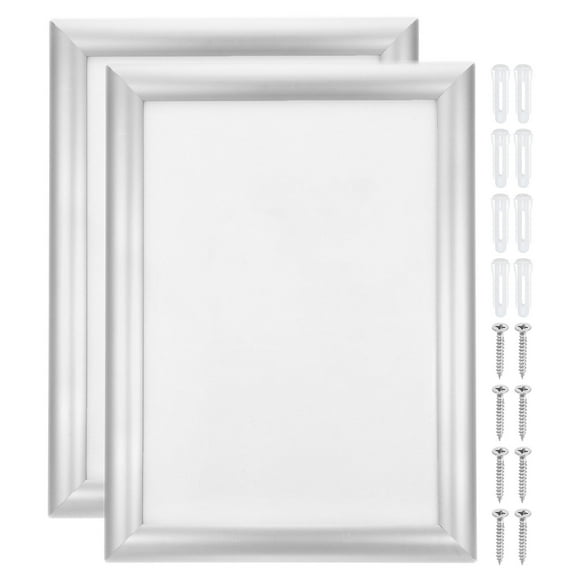 Unique Bargains Front Loading Poster Frame Picture Frames Wall Mounting Snap A4 Frame Aluminum Profile, Silver 2 Pack