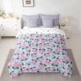 thumbnail image 3 of Manfei Blue Pink Cherry 7 Pieces Bedding Comforter Set for Kids, Cartoon Polka Dots Full Bedding Set, Kawaii Summer Fruit Reversible Fitted Sheet Flat Sheet, Microfiber Bedroom Decor, 3 of 8