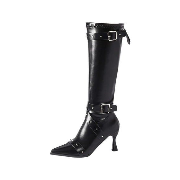 Black Tall Boots With Contoured Fit And Fashionable Heel Offering Support And Elegance For The Cold Season