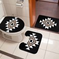 thumbnail image 4 of Black White Beige Boho Bath Mat 3 Piece Bathroom Rug Set, Western Geometric Aesthetic Non Slip Bath Rug Contour Mat and Toilet Lid Cover, Absorbent Shower Mats Soft Bath Rugs and Mats Sets, 4 of 8