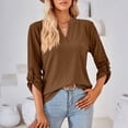 thumbnail image 7 of Lixiuxyad Women's V Neck Button Detail 3/4 Sleeve T Shirt For Casual Wear Floral Cute,Brown S, 7 of 7