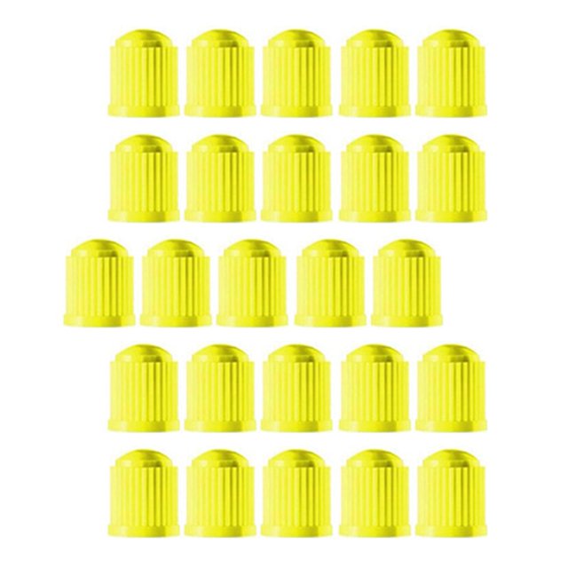 25 tapones universales para válvulas de neumáticos de coche, aptos para decoración de válvulas de vehículos. Amarillo