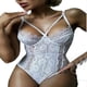 thumbnail image 1 of Gibobby Conjunto de lencería de encaje Lencería de dos piezas para mujer, sexy con encaje floral, escote en V profundo, brasier inalámbrico y tanga exótico(Blanco, XG), 1 of 4
