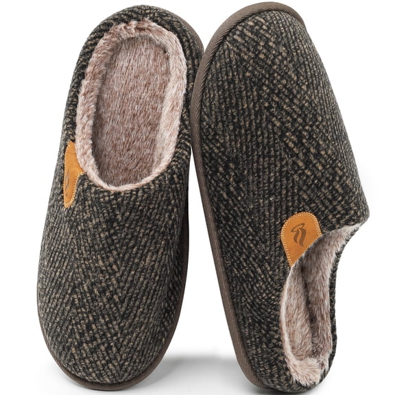 Northblanc Men's Fuzzy Scuff Slippers Comfy Winter Warm Indoor House Shoes Fur Lined