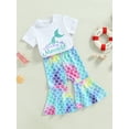 thumbnail image 3 of Bagilaanoe 2pcs Toddler Baby Girl Long Pants Set Short Sleeve T-shirt Tops + Flare Trousers 6M 12M 18M 24M 3T 4T Kids Casual Outfits, 3 of 9