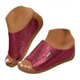 thumbnail image 1 of Dakaela Womens Summer Beach Sandals Open Toe Wedge Slides Ladies Comfortable Dressy Platform Slippers, 1 of 5