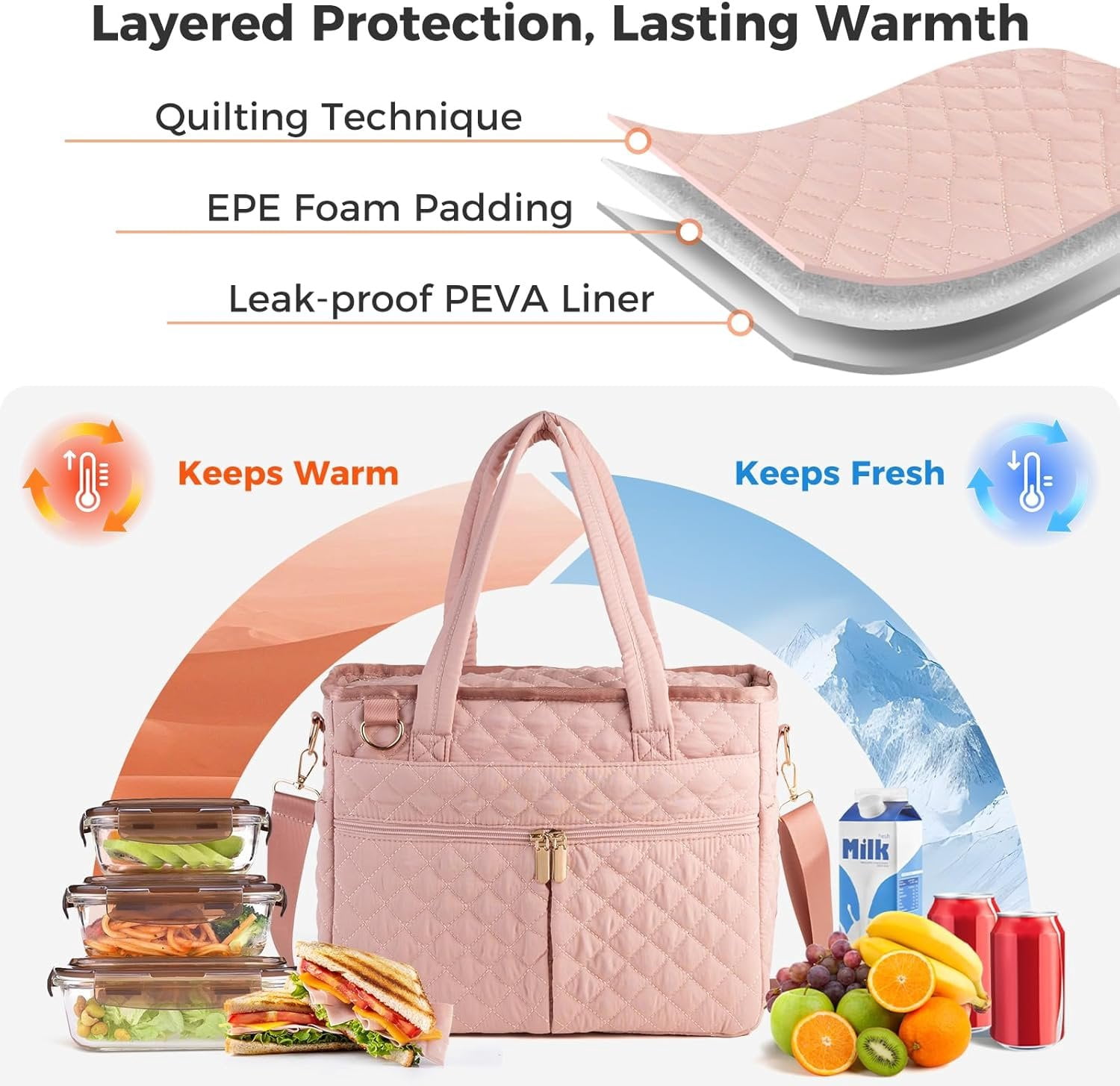 Extra-large lunch bag, Lunch box insulated for women tote bag, Soft Cooler Bag for Work Outdoor Picnic Trips