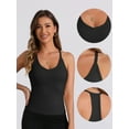 thumbnail image 3 of Unique Bargains Women's Ribbed Slim-Fit Camisoles Deep V Neck Comi Tank Tops M Black, 3 of 6