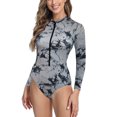 thumbnail image 6 of VBTAPA Tummy Control Bathing Suits for Women Zipper Long Sleeve V Neck Summer 1 Piece Rashguard for Women Swimming Prime Sales of The Day Gray S, 6 of 8