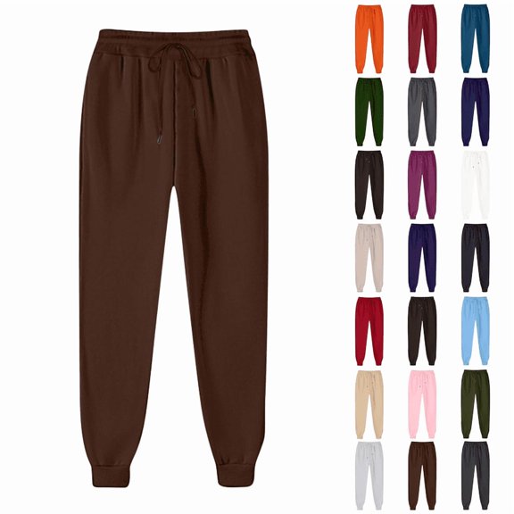 Women Men Fashion Solid Color Elastic Waist Sweatpants Sport Pants Drawstring High Waist Comfy Fall Winter Joggers Pants with Pockets