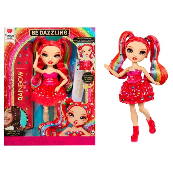 Rainbow High Be Dazzling Fashion Dolls- Vivienne Rouge (Red) with Bedazzler Tool and Sparkle Gems