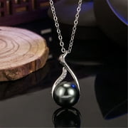 Christmas Deals SHOPESSA Christmas Gifts Jewelry Black Pearl Pendant Female Diamond Set Zircon Black Pearl Swan Pendant Necklace on Clearance