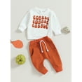 thumbnail image 3 of Fortune Baby Boy Thanksgiving Outfits Letter Print Long Sleeve Sweatshirt Elastic Pants 2 Piece Fall Clothes, 3 of 8