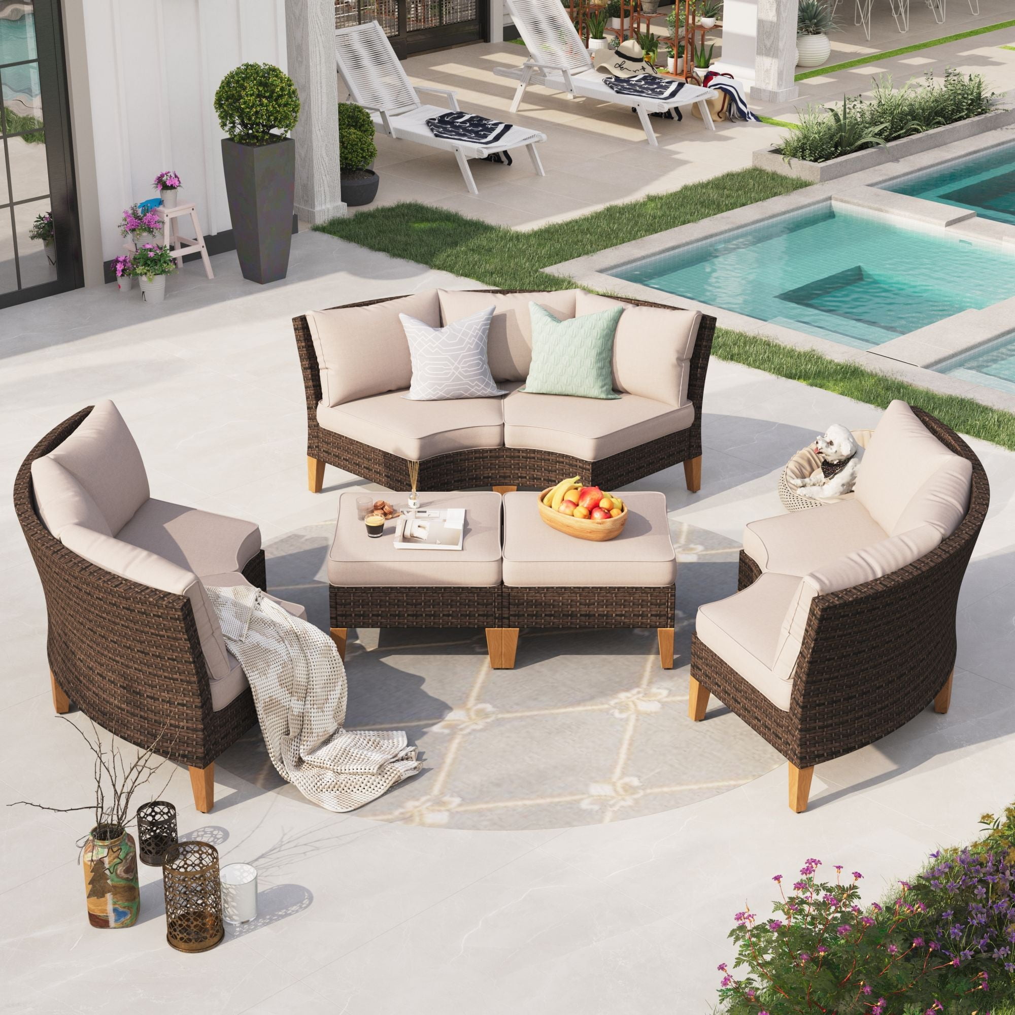 Sophia & William 8 Piece Outdoor Wicker Patio Conversation Sofa Set