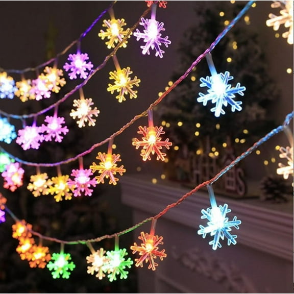 EONQY Snowflake String Light, Fairy Light Battery Powered String Lights for Christmas Wedding Birthday Valentine Party Bedroom