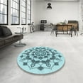 thumbnail image 3 of Ahgly Company Indoor Round Patterned Deep-Sea Green Area Rugs, 3' Round, 3 of 6