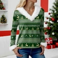 thumbnail image 5 of Rotm Christmas Sweaters for Women Christmas Tree Printed T-Shirts V Neck Long Sleeve Tops Holiday Loose Fit Trim Tunic Blouses(Green,3XL), 5 of 5