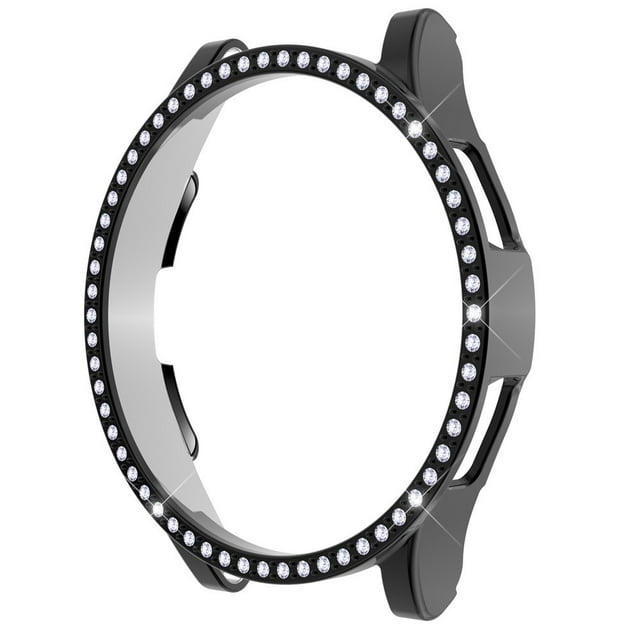 Watch Case Protector for Samsung Galaxy 4 40mm 44mm, Bling Crystal Rhinestone Watch Cover No Screen Film, Plated Hard Frame for Girl Women -Black