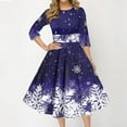 thumbnail image 5 of Wangmeiwg Christmas Dresses for Women Christmas Snowflake Print Long Casual Dress for Women with Round Neck and Half Sleeve Elegant Design L Dark Blue, 5 of 7