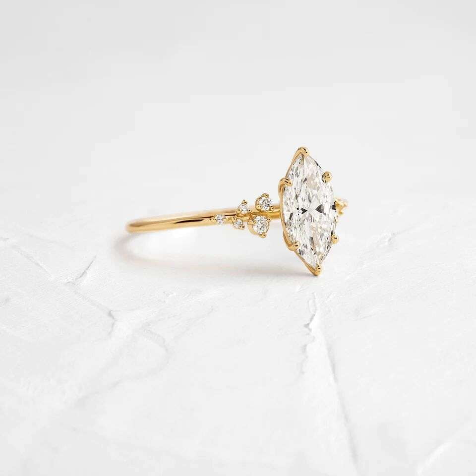 Jewelerix Comfort Fit Ring 2 CT Marquise Cut Ring 18K Moissanite Diamond Engagement Ring Wedding Ring for Women