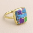 thumbnail image 6 of Earth Gems Jewelry Green Purple Copper Turquoise Ring Sterling Silver Ring Statement Ring for Women, 6 of 6
