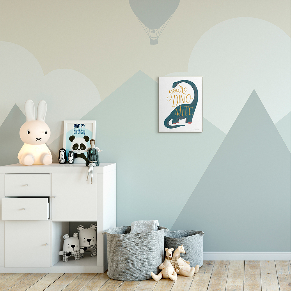 Stupell Industries You're Dino-Mite Phrase Blue Long Neck Dinosaur Wall Plaque by Becky Thorns