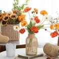 thumbnail image 3 of Florero de vidrio boho con cubierta de ratán, florero de cogollos de flores de granja, florero decorativo redondo botella de flores de contenedor floral, 3 of 5